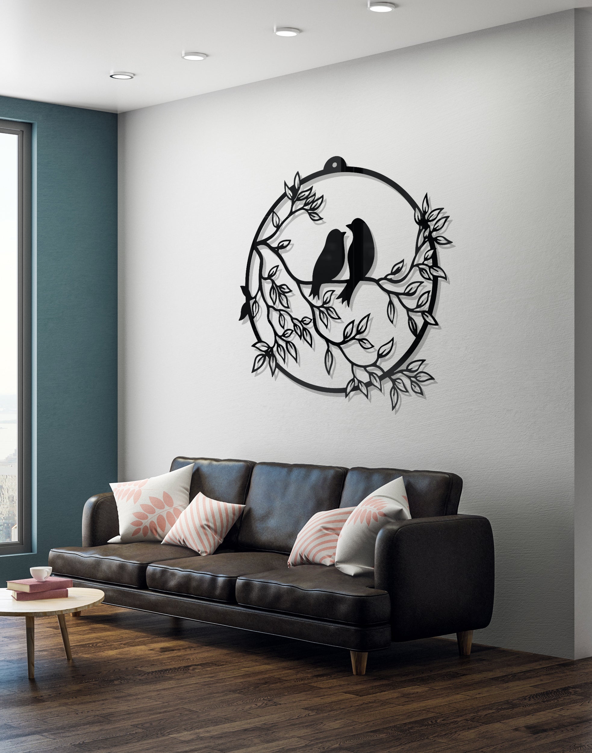 romantic love bird silhouette – Premium Acrylic Wall Art