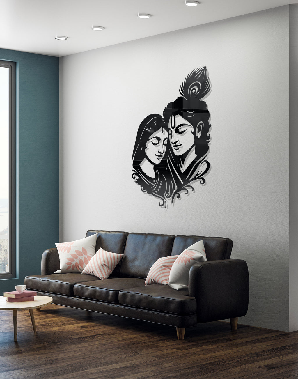 Premium Radha Krishna Silhouette – Modern Acrylic Wall Art