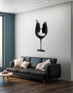 Abstract Wine Glass Silhouette – Modern Acrylic Animal Wall Art