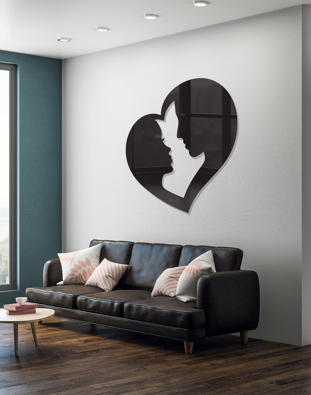 Romantic Couple Silhouette in Heart Shape – Premium Acrylic Wall Art