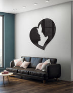Romantic Couple Silhouette in Heart Shape – Premium Acrylic Wall Art