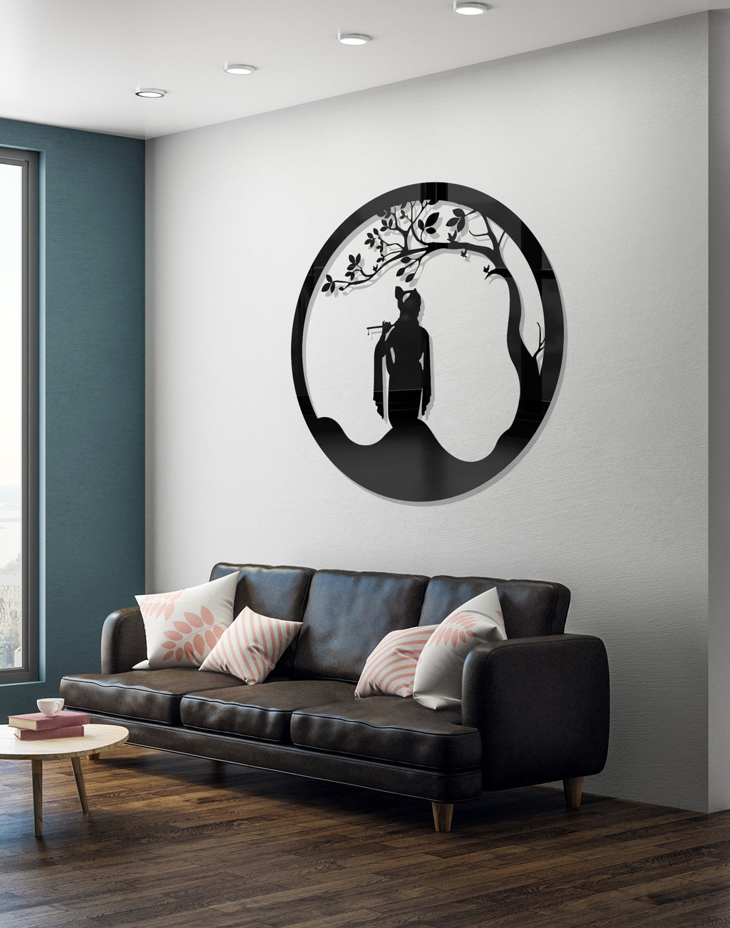 Ethereal Krishna Flute Art – Luxury Acrylic Wall Art