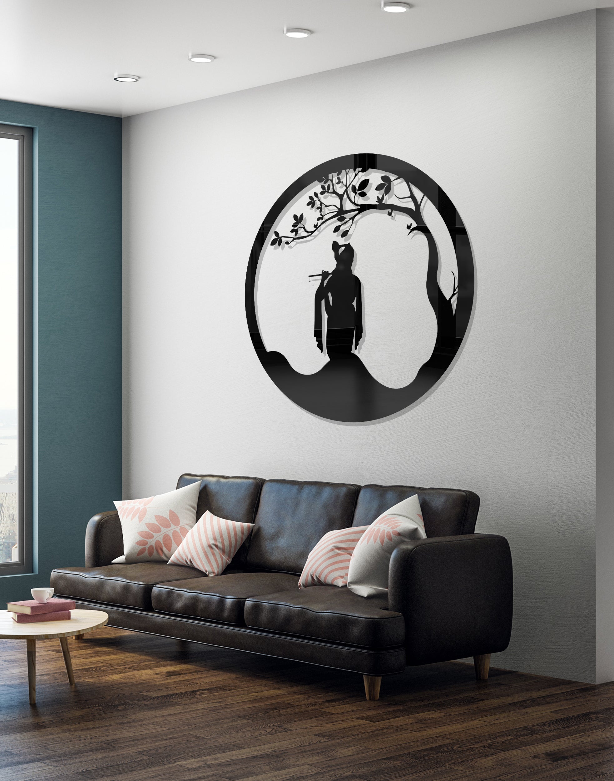 Ethereal Krishna Flute Art – Luxury Acrylic Wall Art