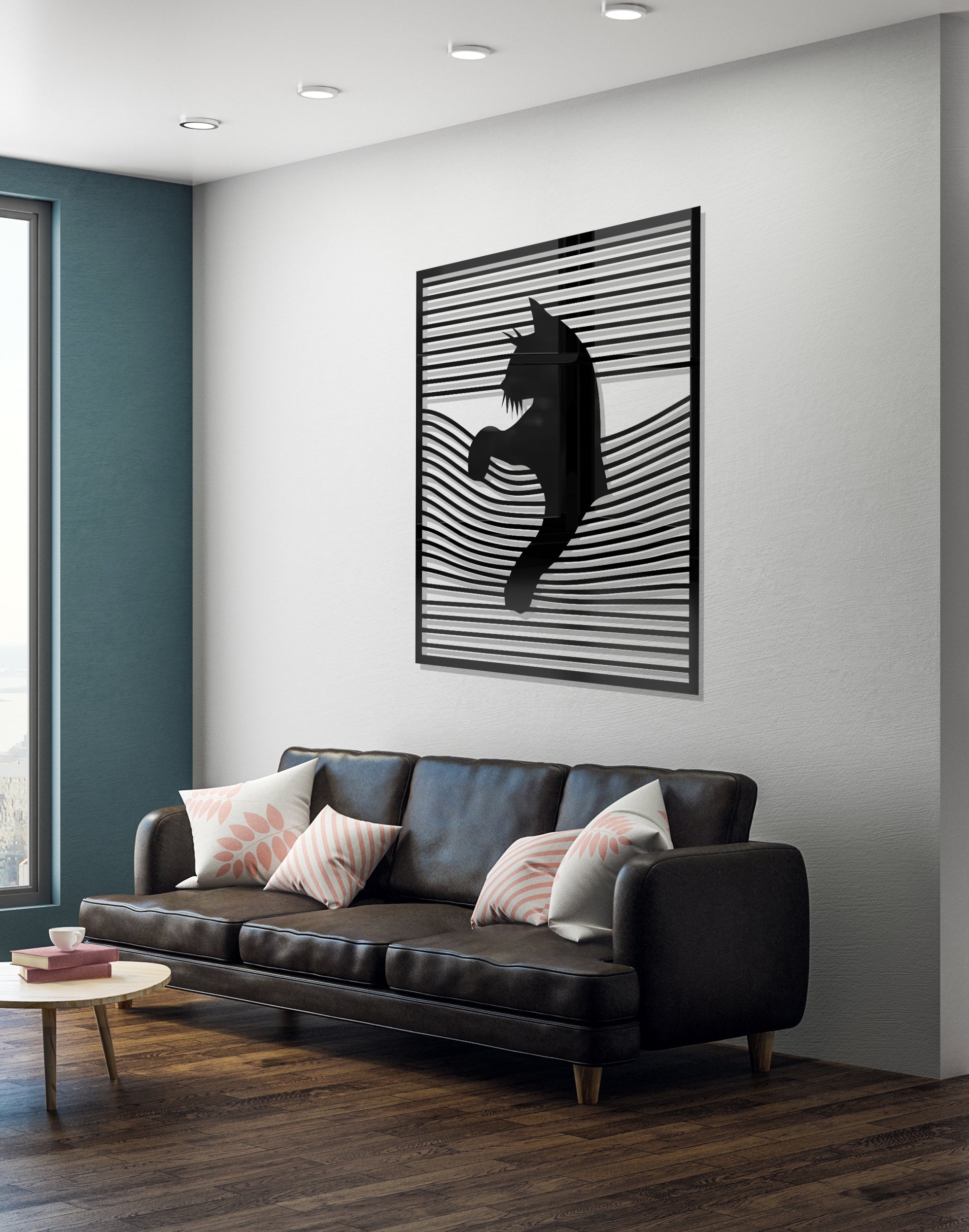 Abstract Cat illusion Silhouette – Modern Acrylic Animal Wall Art