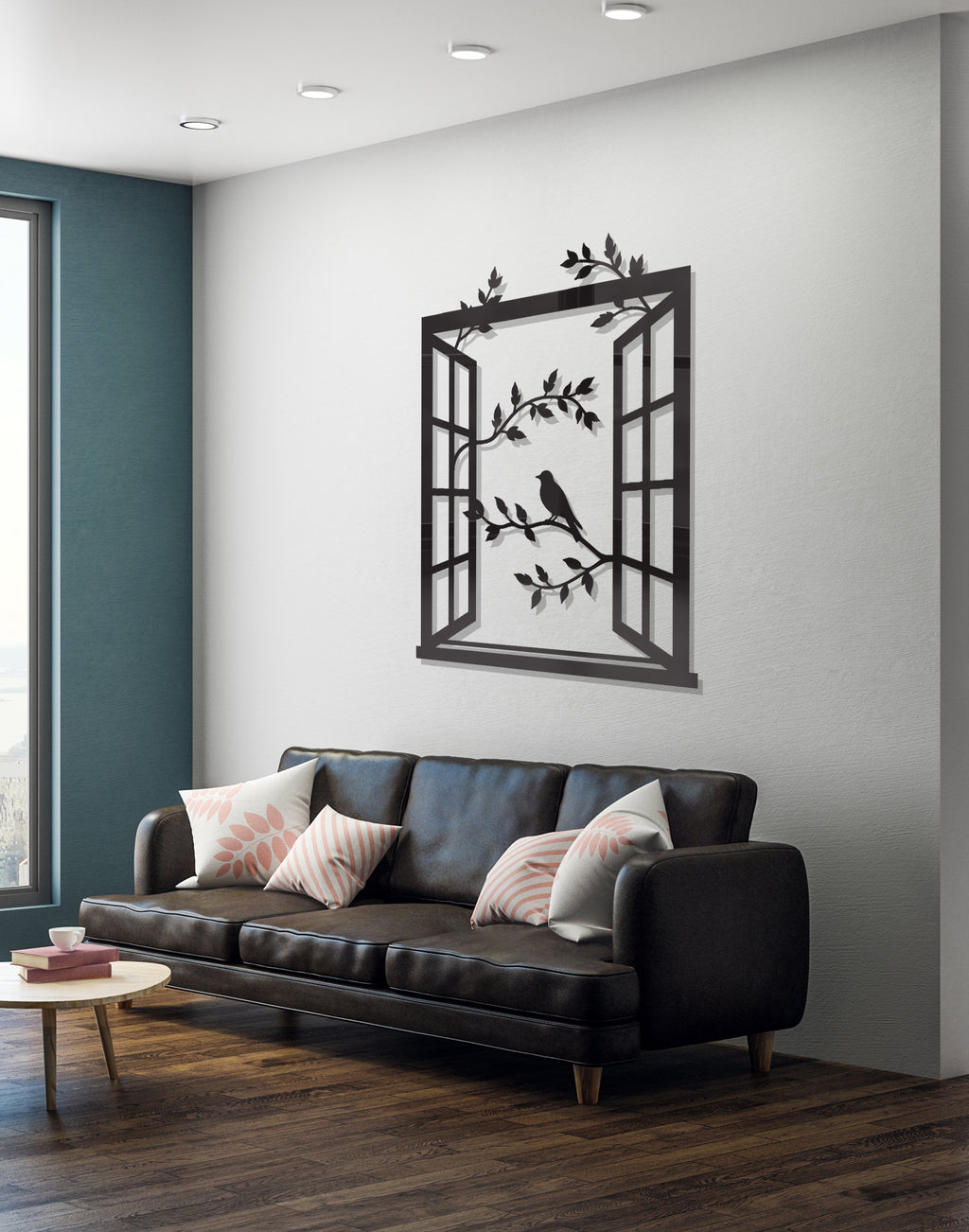 window & birds silhouette – Premium Acrylic Wall Art