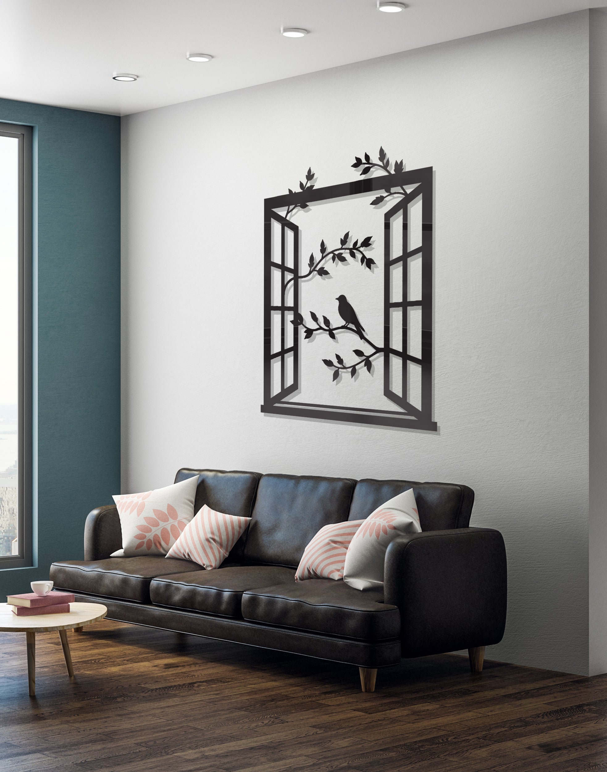 window & birds silhouette – Premium Acrylic Wall Art