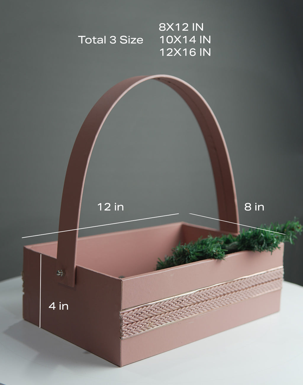 MDF Basket Gift Hamper – Elegant Baby Pink