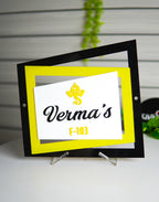Multi-Frame Design Yellow Acrylic Name Plate – Custom Modern House Name Plate