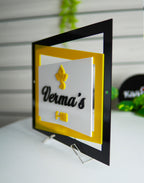 Multi-Frame Design Yellow Acrylic Name Plate – Custom Modern House Name Plate