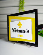 Multi-Frame Design Yellow Acrylic Name Plate – Custom Modern House Name Plate