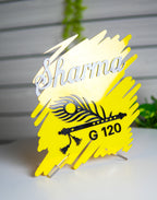 Brushstroke Design Yellow Acrylic Name Plate – Personalized House Name Board