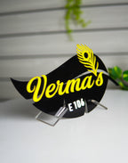 Leaf Style Yellow Acrylic Name Plate – Personalized Modern Home Sign