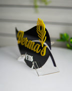 Leaf Style Yellow Acrylic Name Plate – Personalized Modern Home Sign
