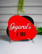 Premium 2-Layer Red and Black Acrylic Name Plate – Custom Modern Door Sign