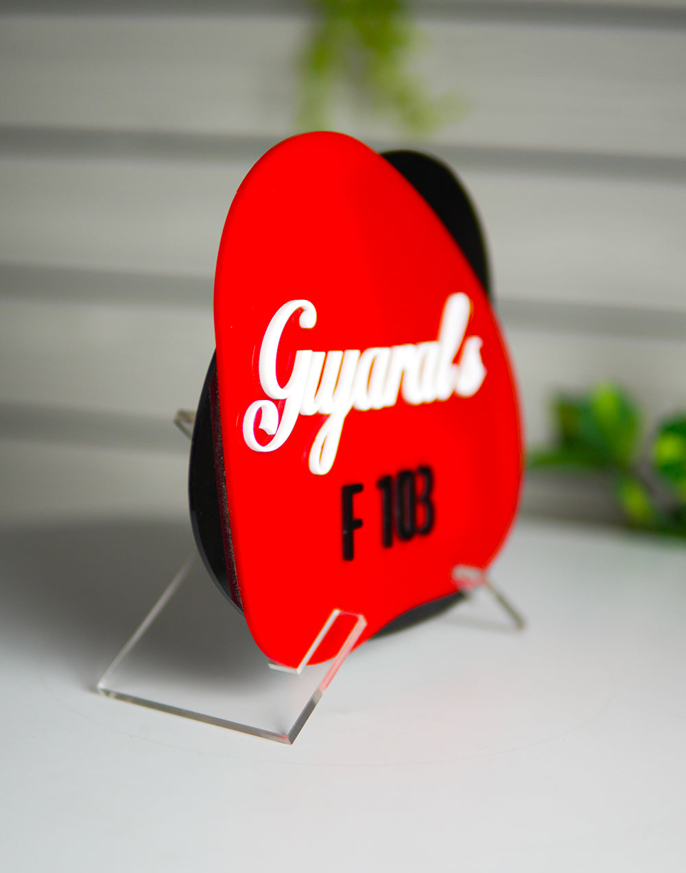 Premium 2-Layer Red and Black Acrylic Name Plate – Custom Modern Door Sign