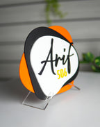 Premium 3-Layer Orange and Black Acrylic Name Plate – Custom Modern Door Sign