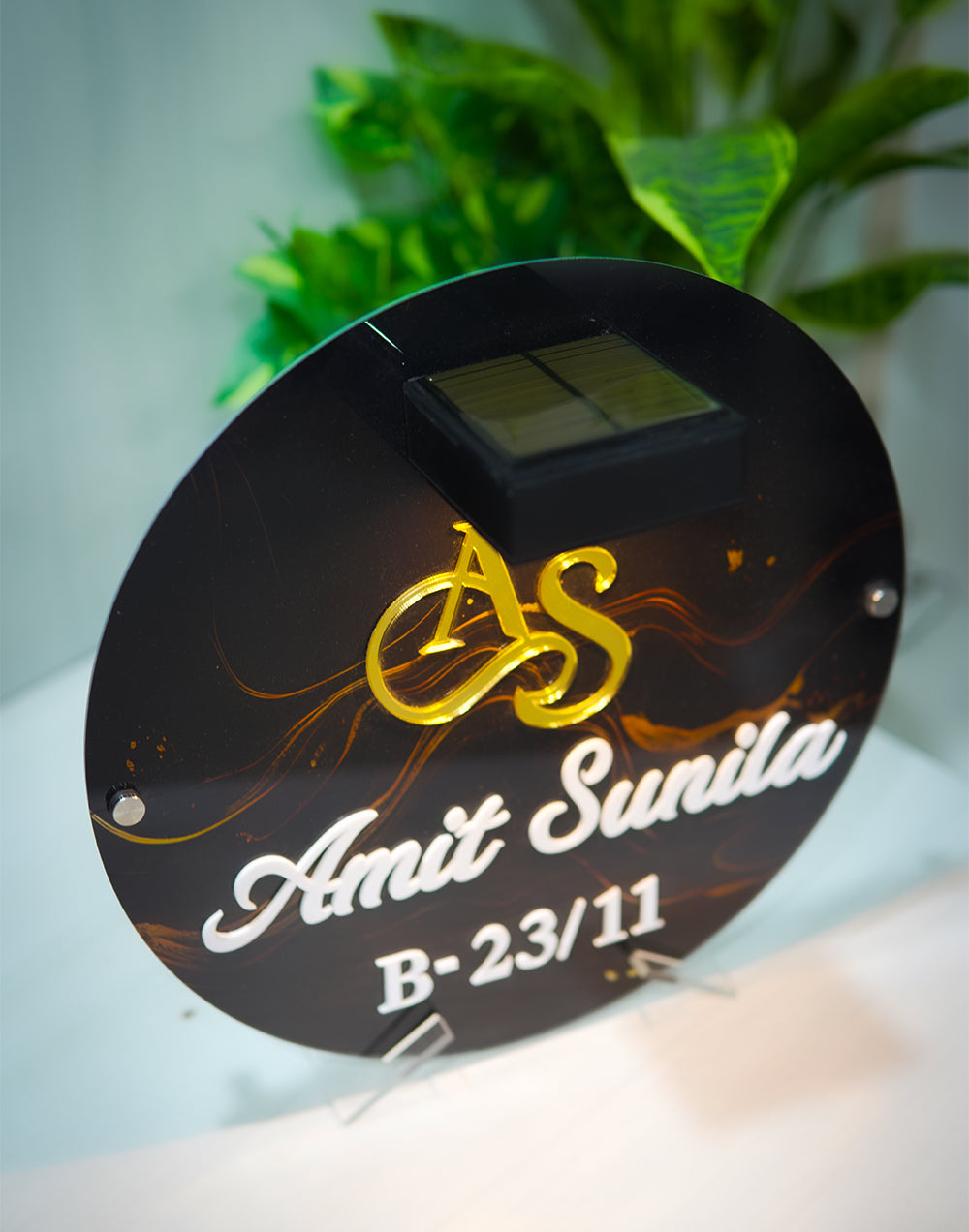 Solar Signature Name Plate - Luxury Black & Gold