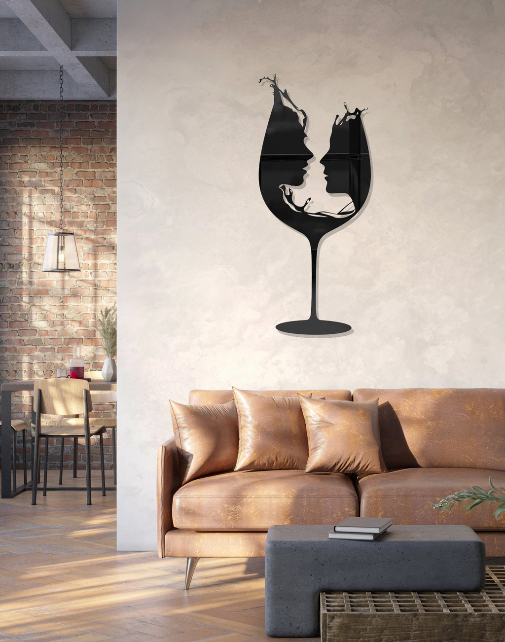 Abstract Wine Glass Silhouette – Modern Acrylic Animal Wall Art