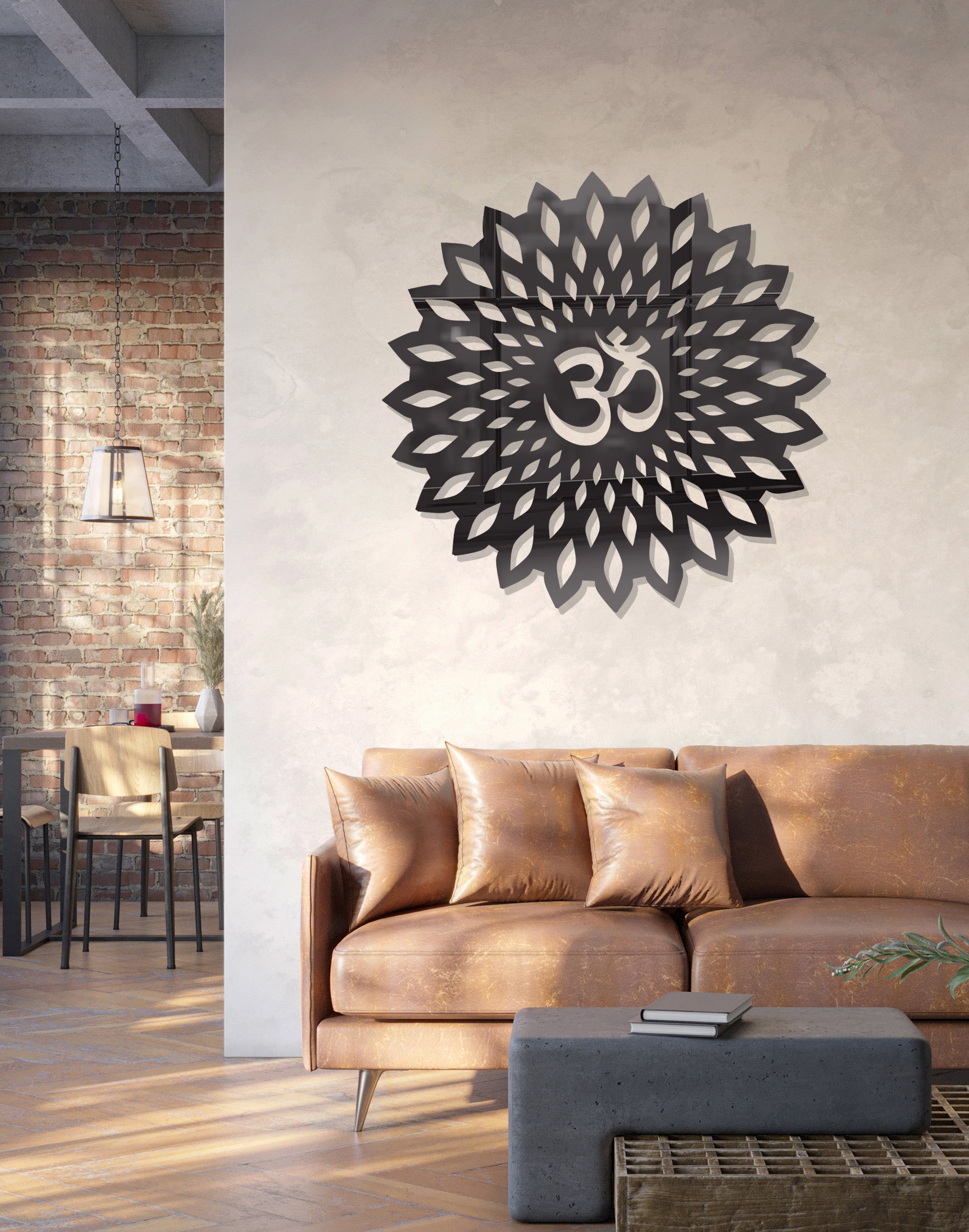 Minimalist Om Symbol Silhouette - Modern Spiritual Acrylic Wall Art
