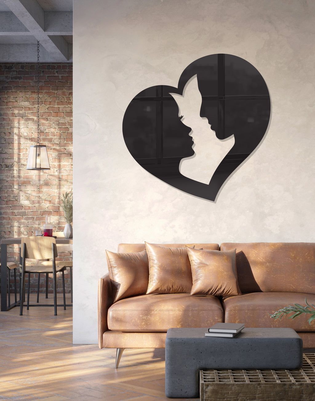 Romantic Couple Silhouette in Heart Shape – Premium Acrylic Wall Art