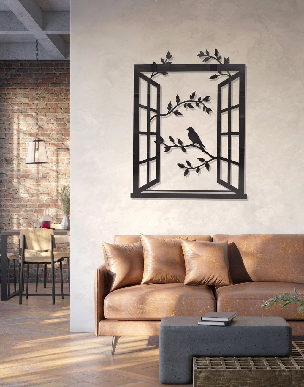 window & birds silhouette – Premium Acrylic Wall Art