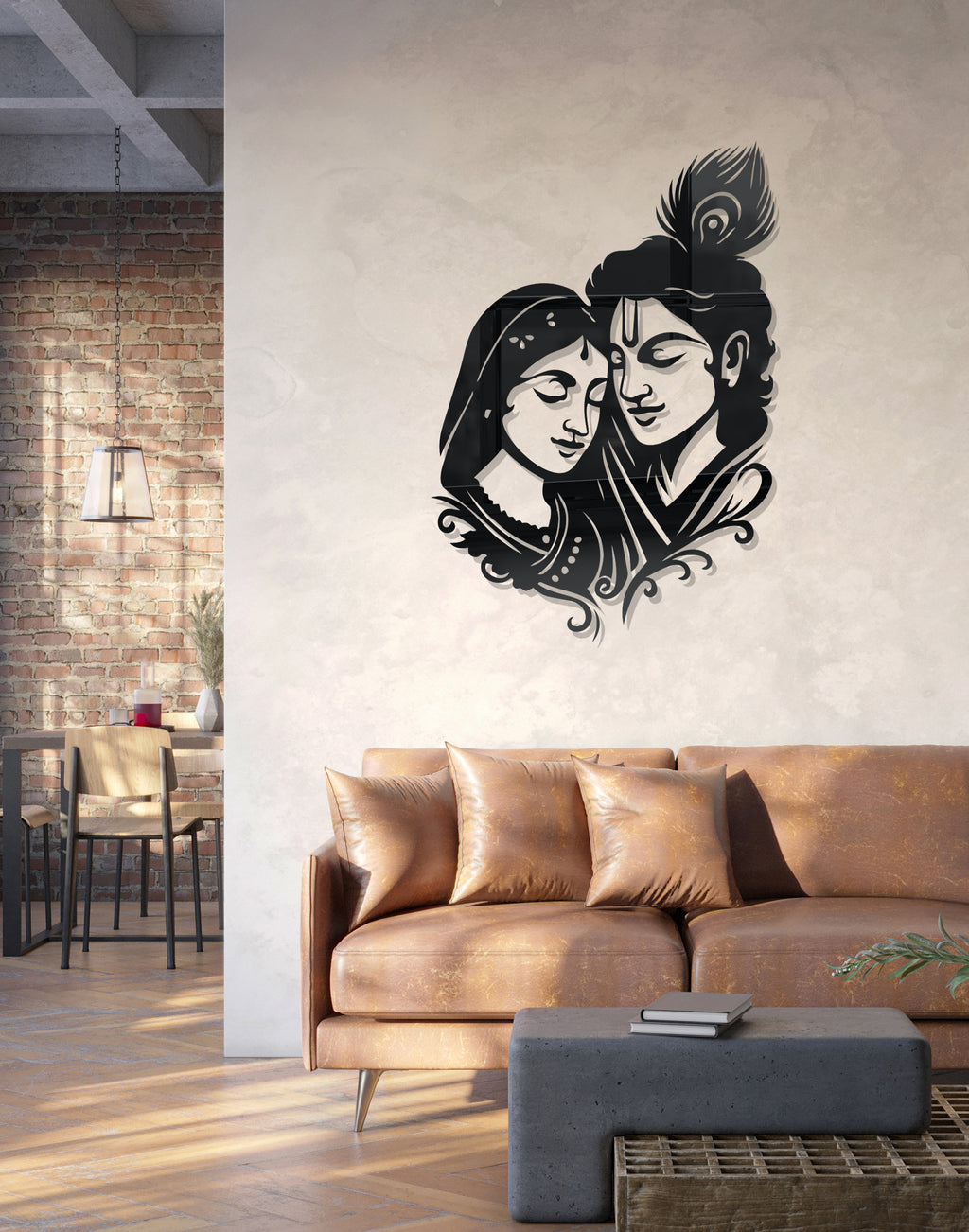 Premium Radha Krishna Silhouette – Modern Acrylic Wall Art