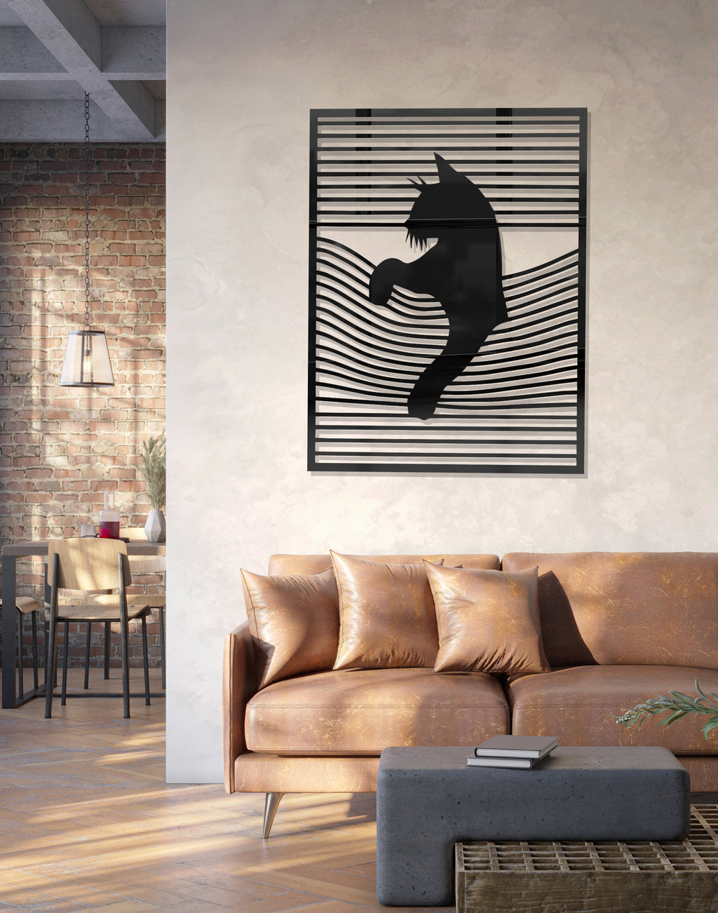 Abstract Cat illusion Silhouette – Modern Acrylic Animal Wall Art