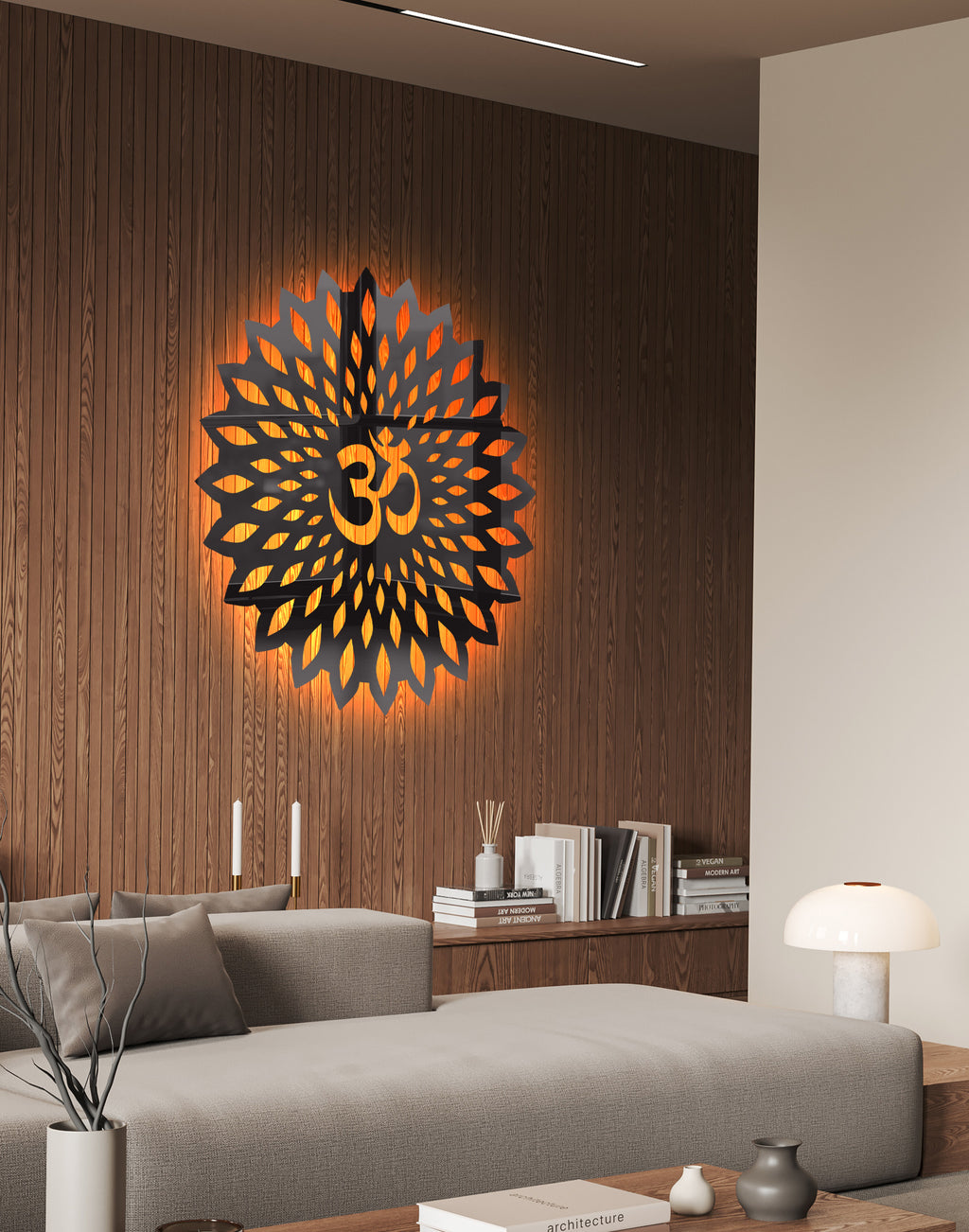 Minimalist Om Symbol Silhouette - Modern Spiritual Acrylic Wall Art