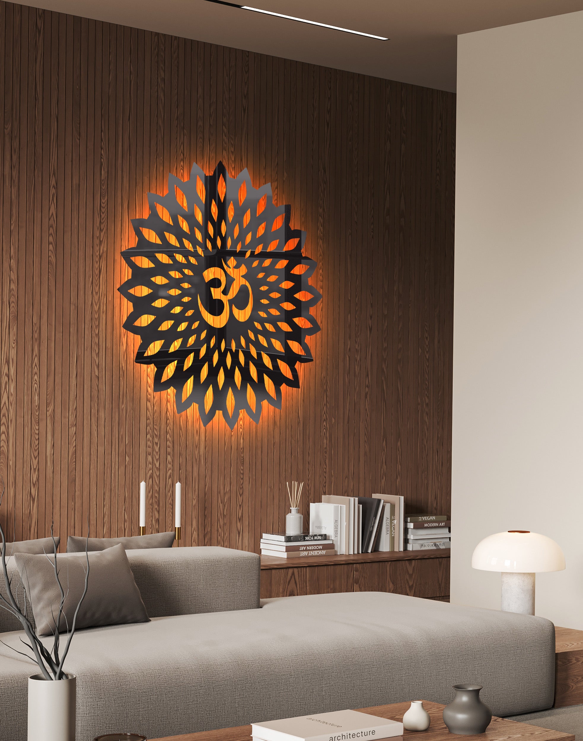 Minimalist Om Symbol Silhouette - Modern Spiritual Acrylic Wall Art