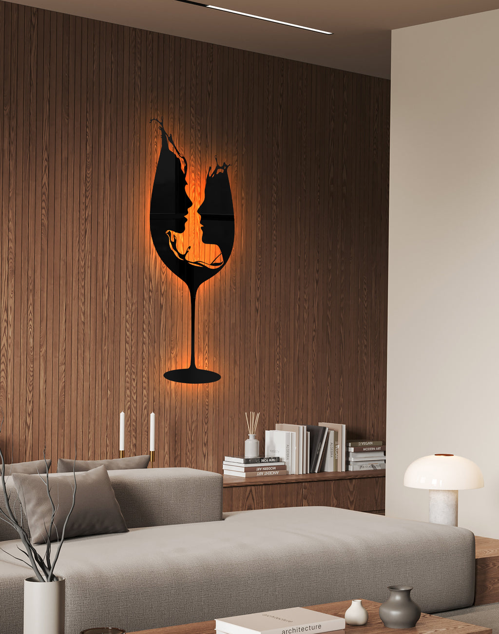 Abstract Wine Glass Silhouette – Modern Acrylic Animal Wall Art