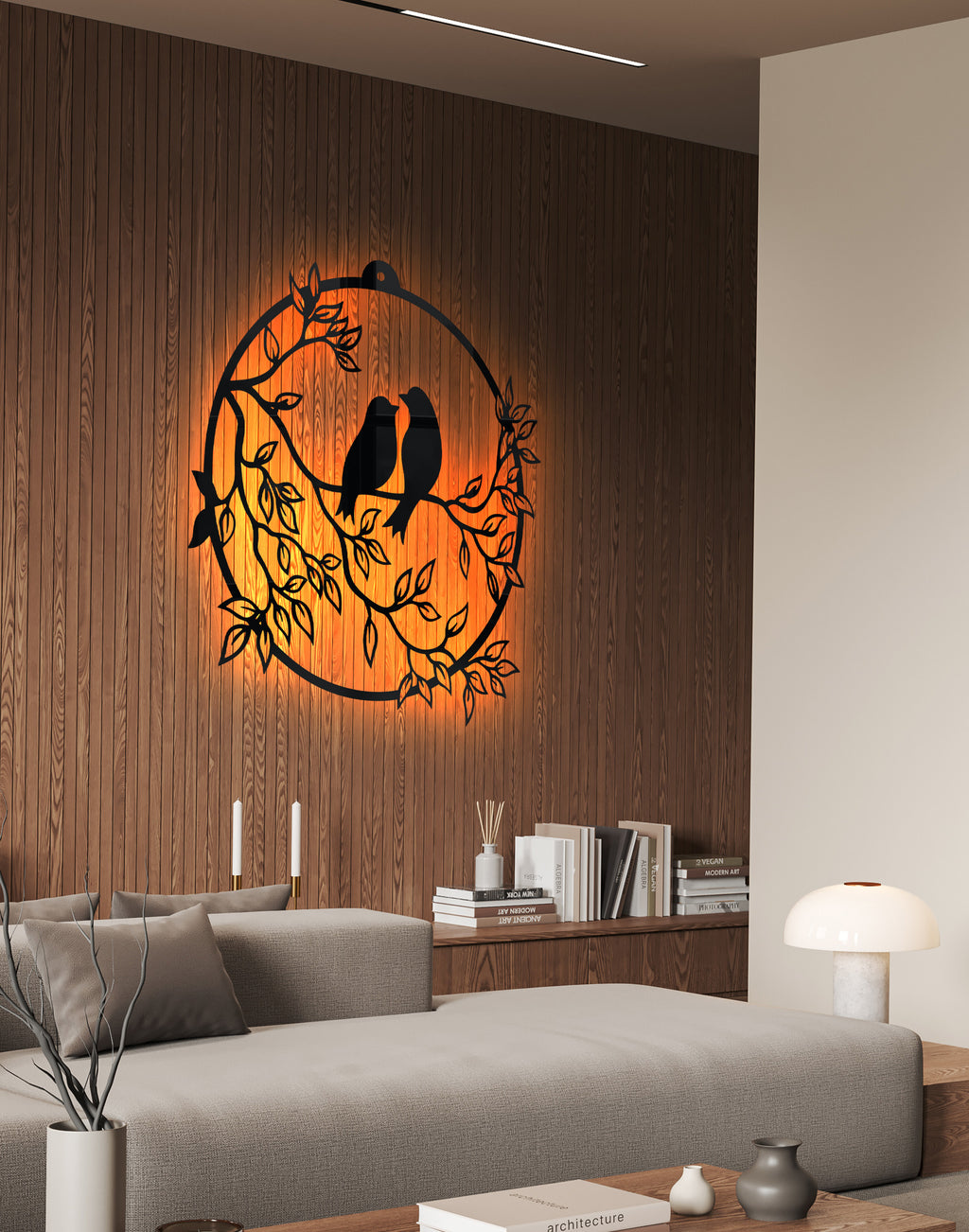 romantic love bird silhouette – Premium Acrylic Wall Art