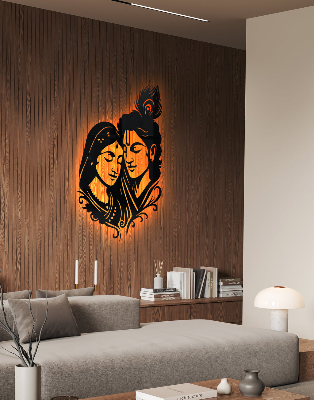 Premium Radha Krishna Silhouette – Modern Acrylic Wall Art