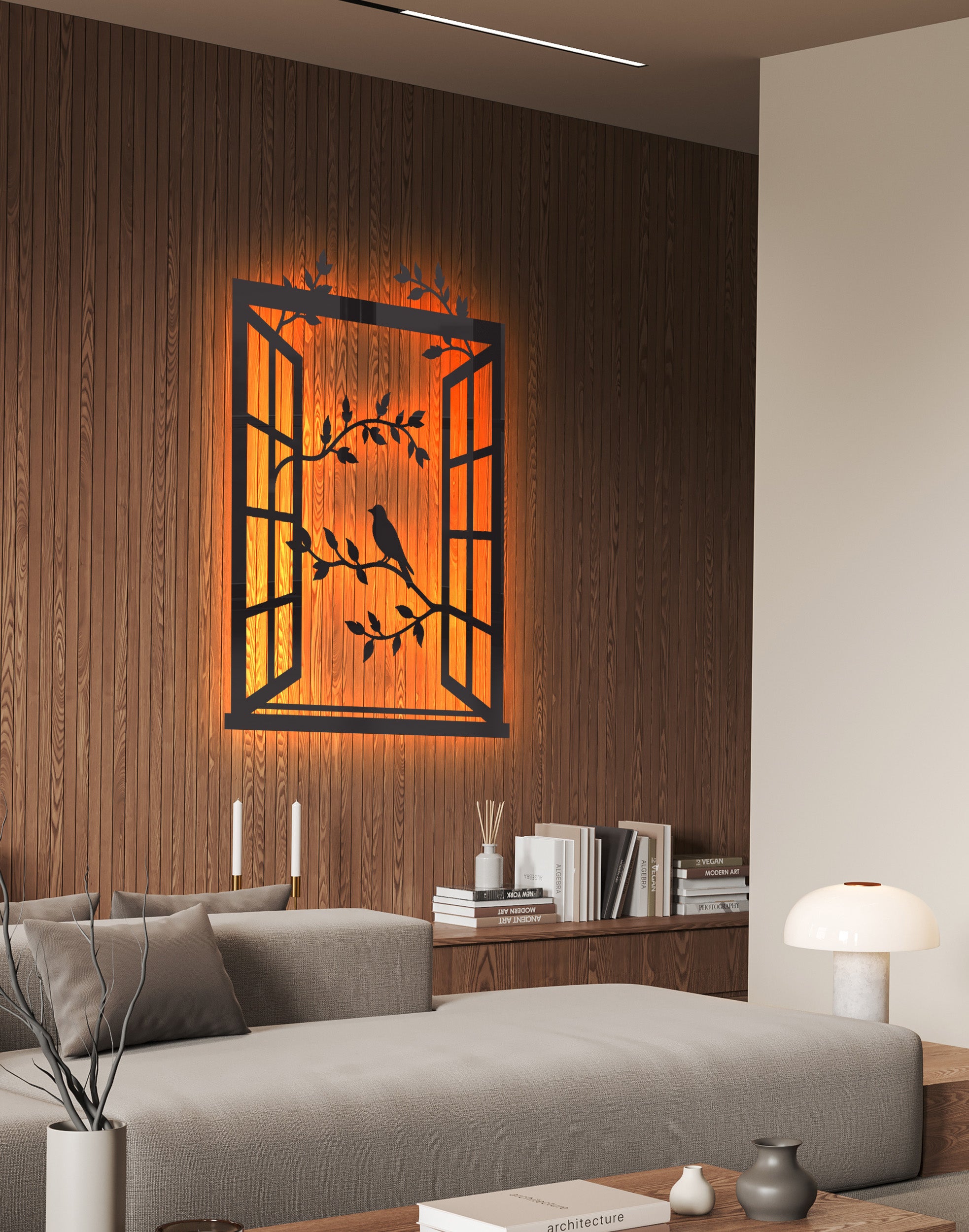 window & birds silhouette – Premium Acrylic Wall Art