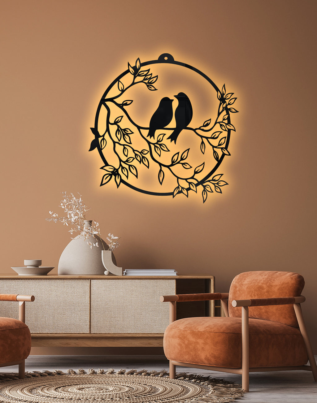 romantic love bird silhouette – Premium Acrylic Wall Art