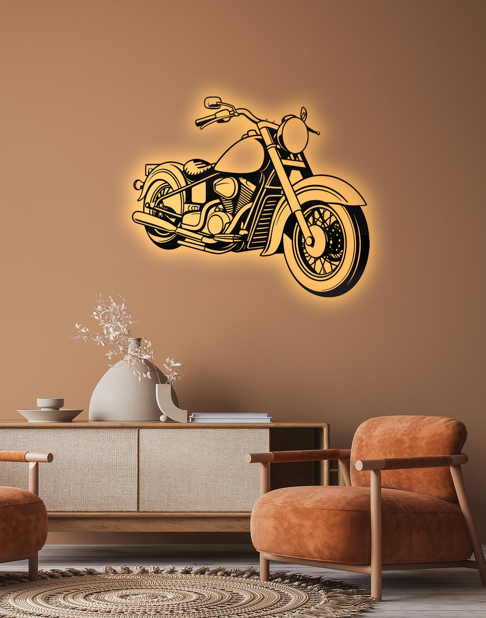 Luxury Motorcycle Sign Silhouette – Premium Acrylic Wall Art
