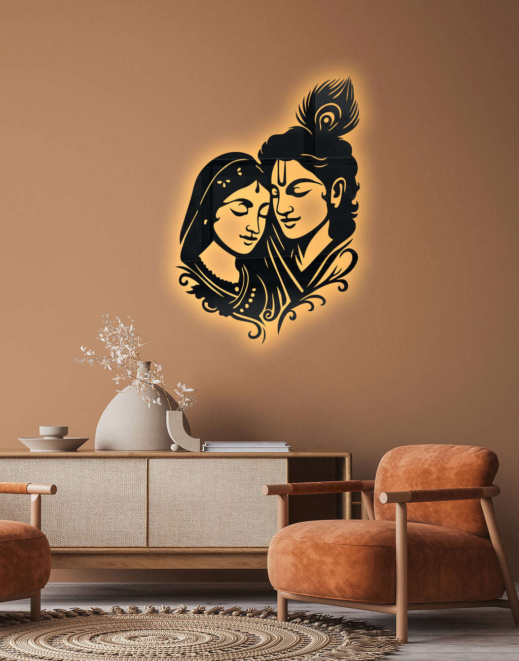 Premium Radha Krishna Silhouette – Modern Acrylic Wall Art