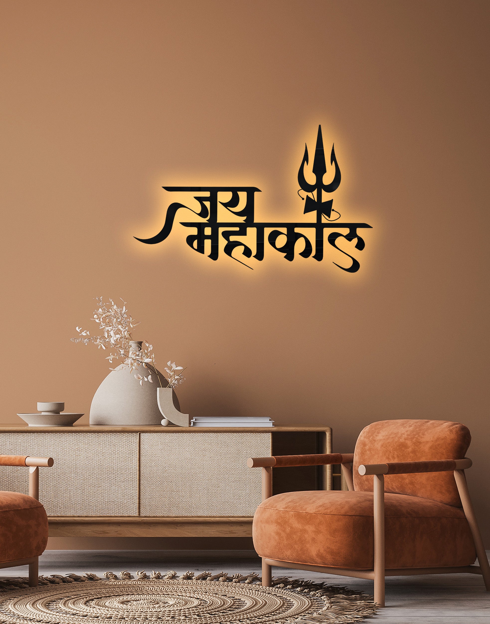 Jai Mahakal silhouette – Premium Acrylic Wall Art
