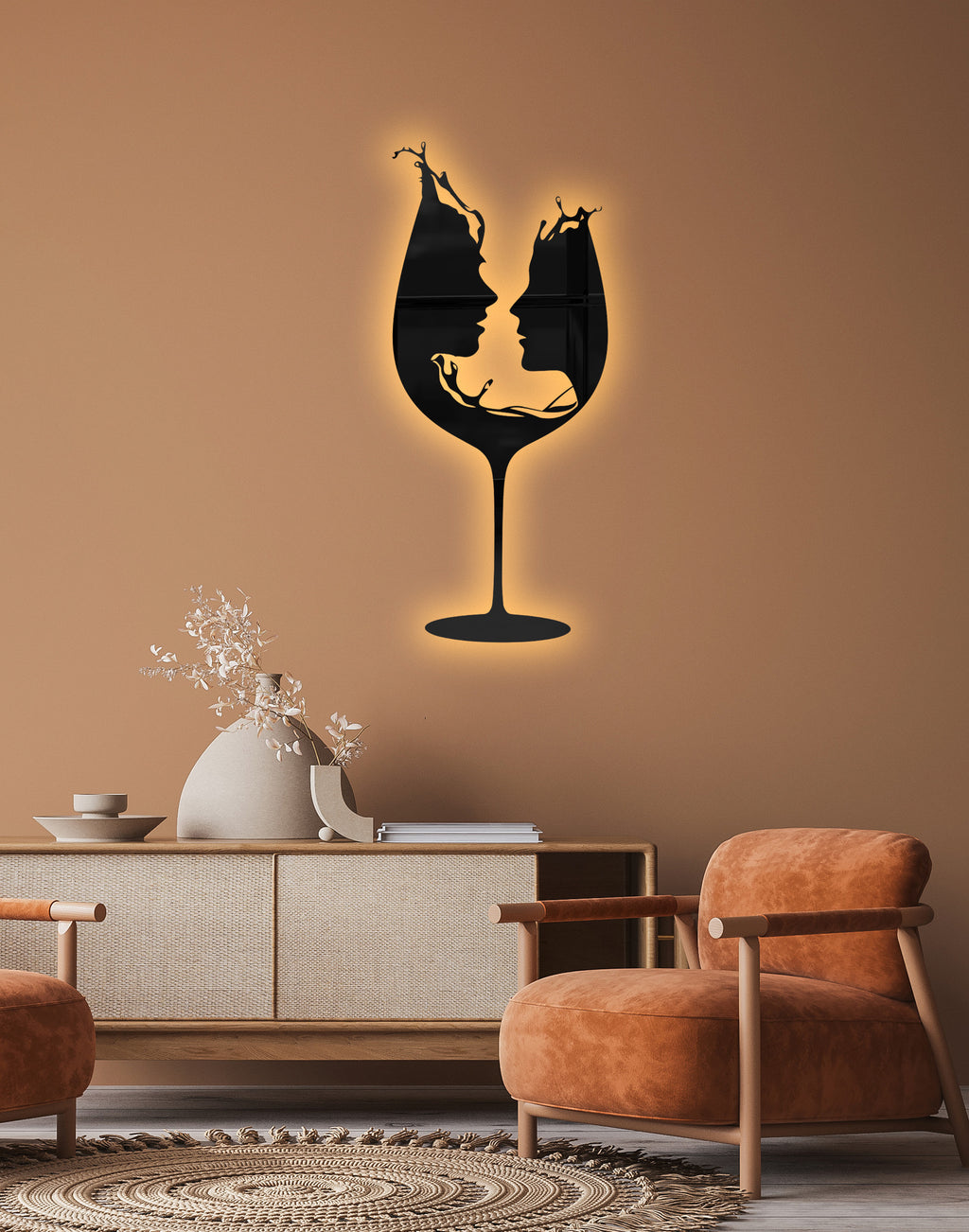 Abstract Wine Glass Silhouette – Modern Acrylic Animal Wall Art
