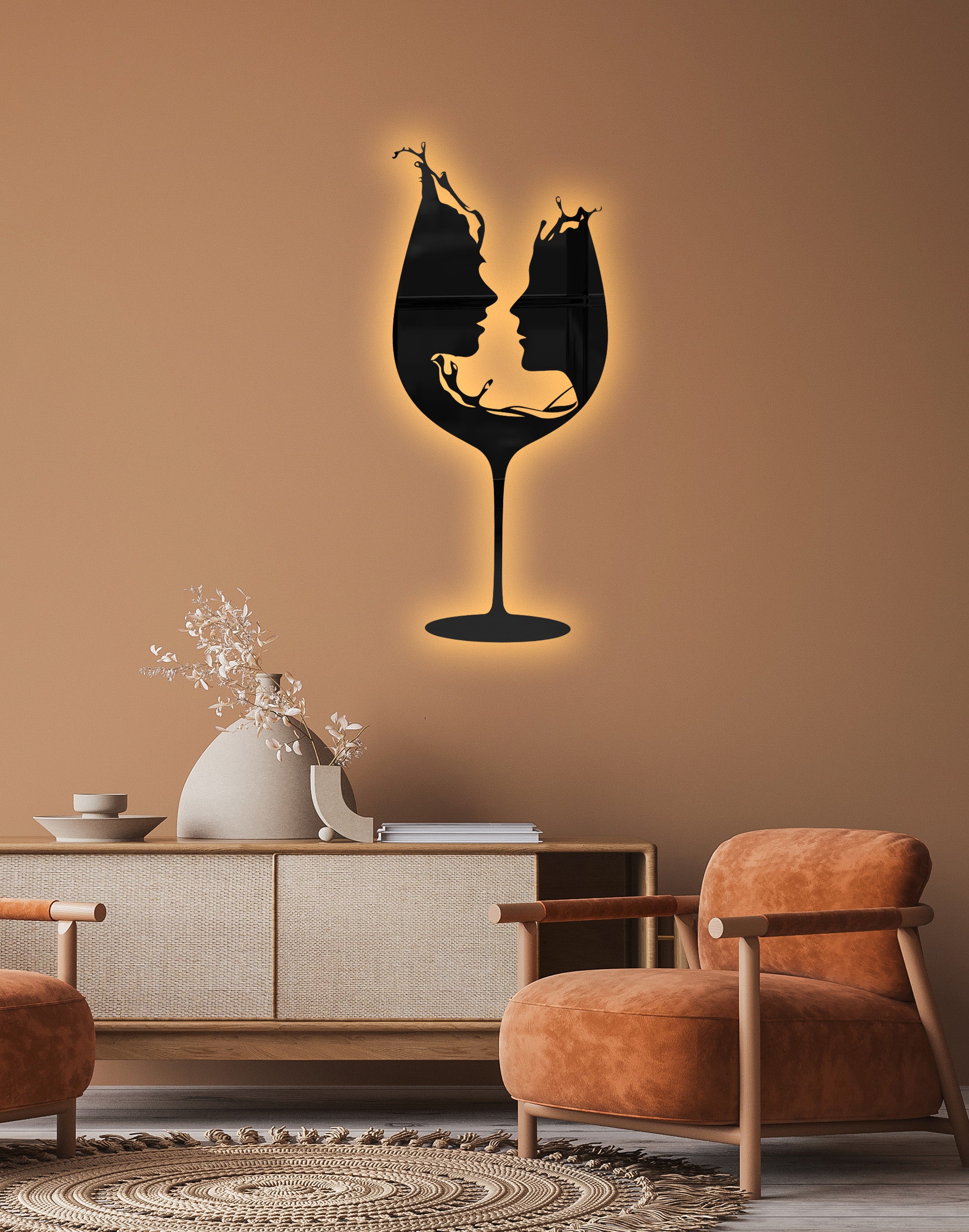 Abstract Wine Glass Silhouette – Modern Acrylic Animal Wall Art