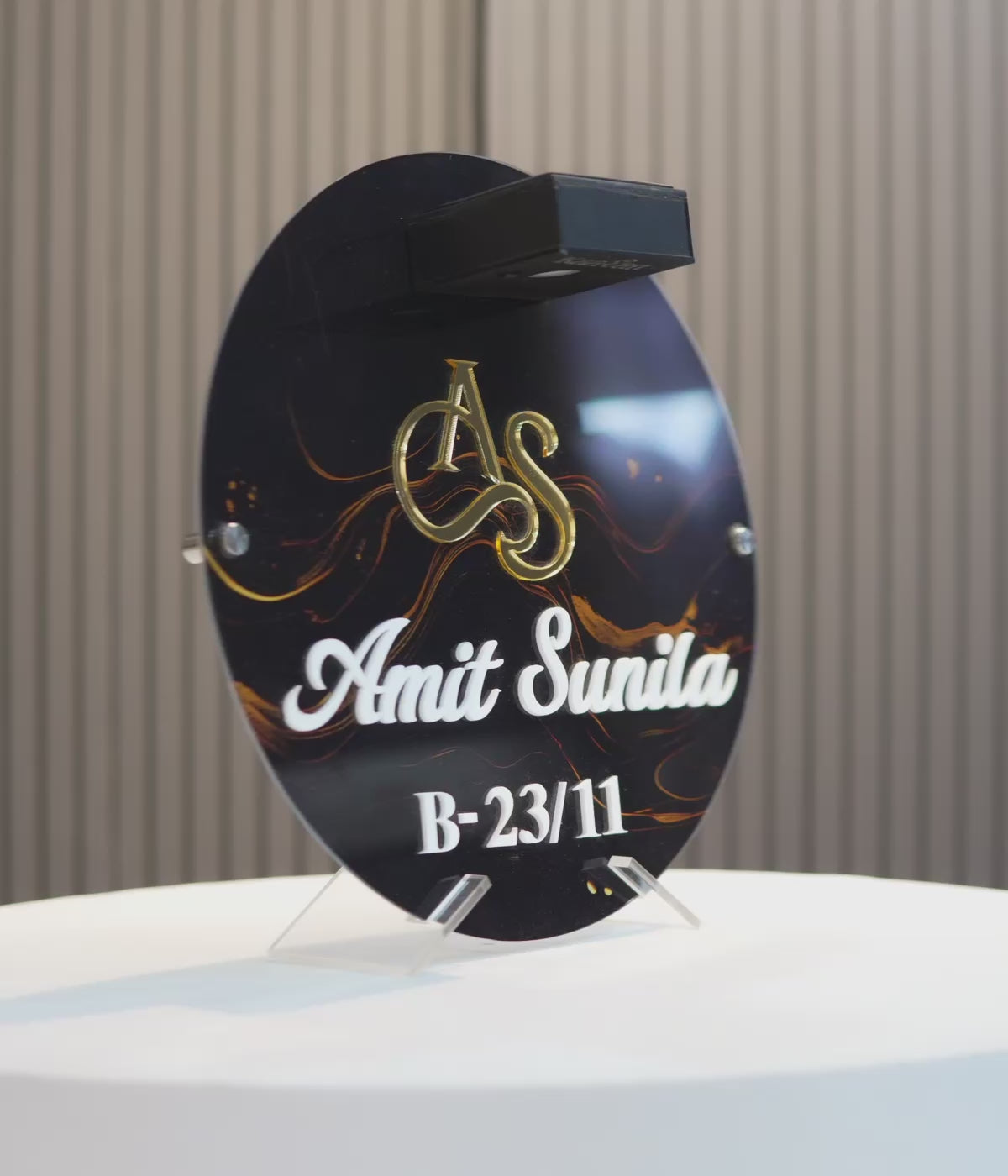 Solar Signature Name Plate - Luxury Black & Gold