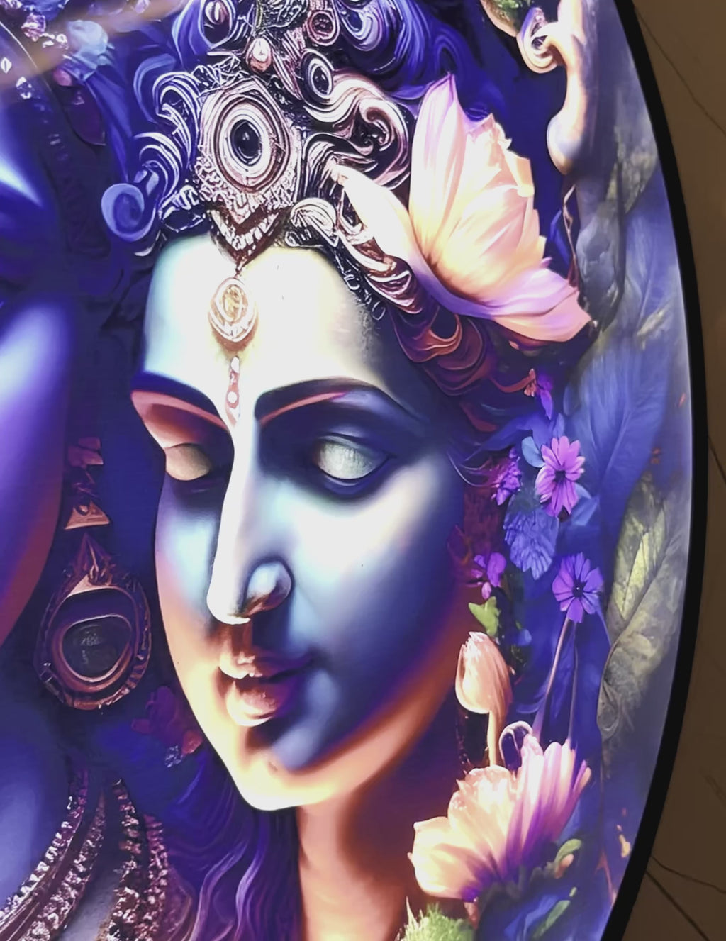 Radha Krishna Round Acrylic Wall Art – Perfect for Home & Office