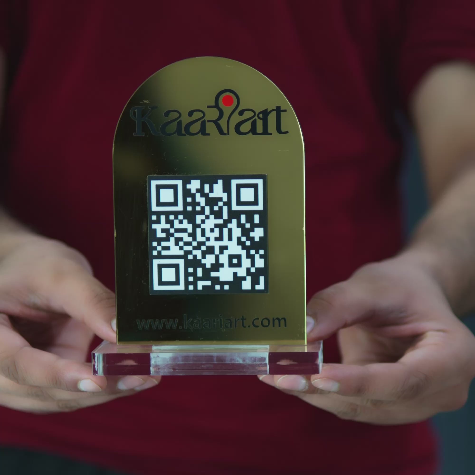 Customized Business  Black & Gold Acrylic QR Stand - Scan & Pay