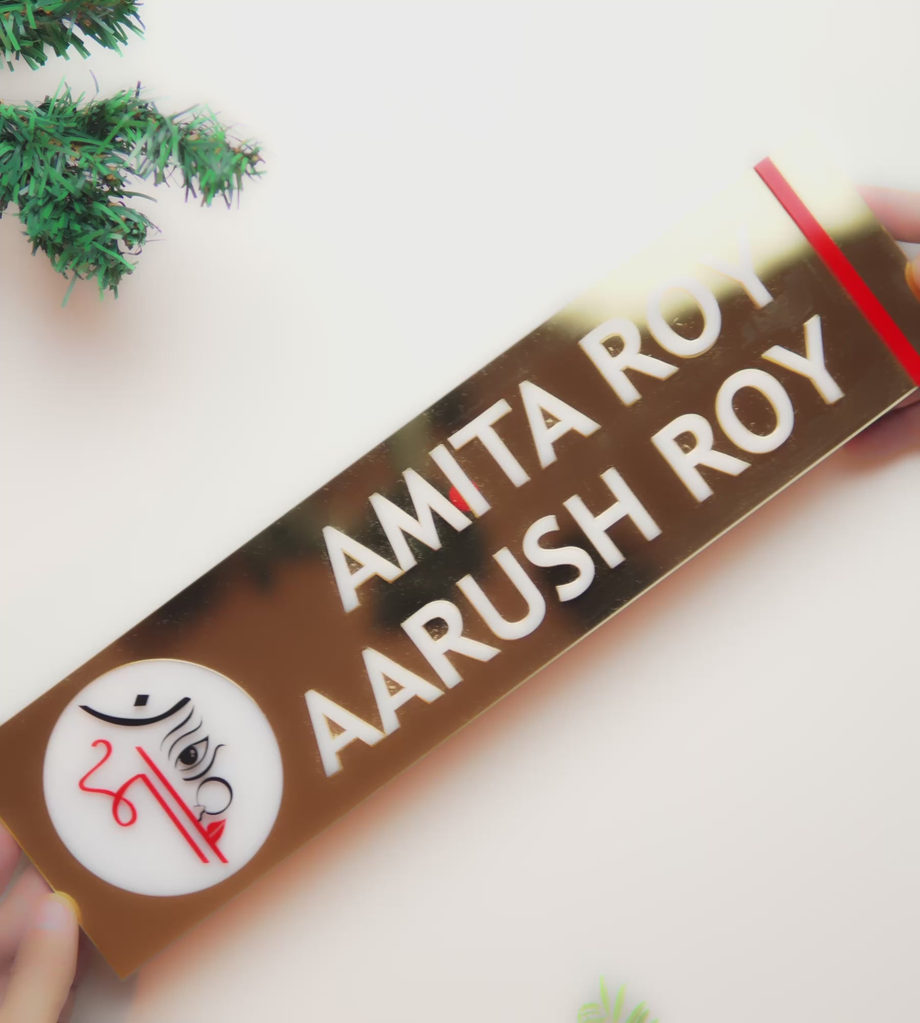 Premium Dual-Tone Gold & White Nameplate