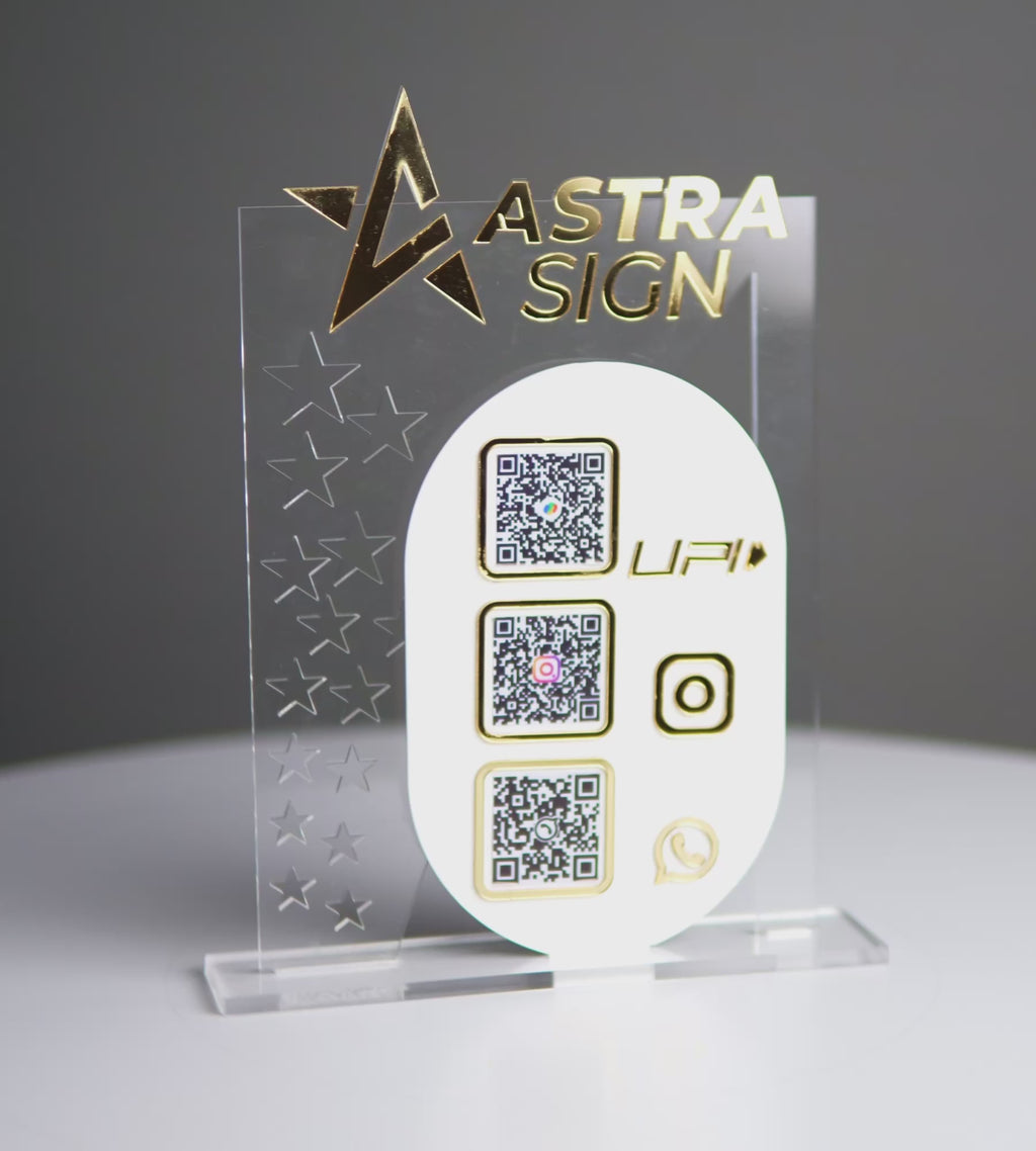 Customized Business Premium Gold Acrylic QR Stand with NFC