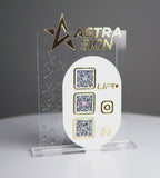 Customized Business Premium Gold Acrylic QR Stand with NFC