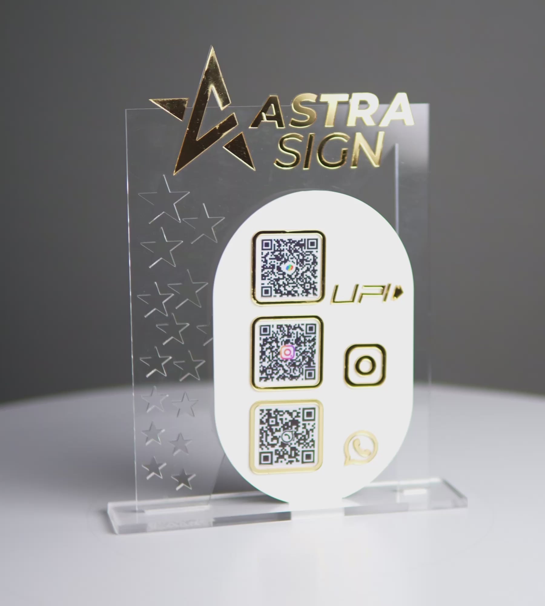 Customized Business Premium Gold Acrylic QR Stand with NFC