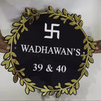 Premium Floral Black–Gold Name Plate