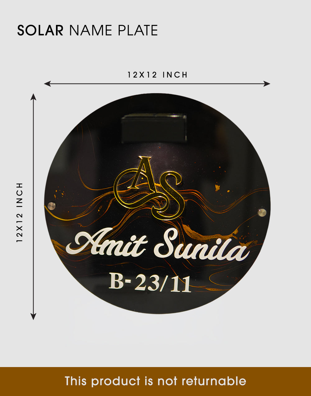 Solar Signature Name Plate - Luxury Black & Gold