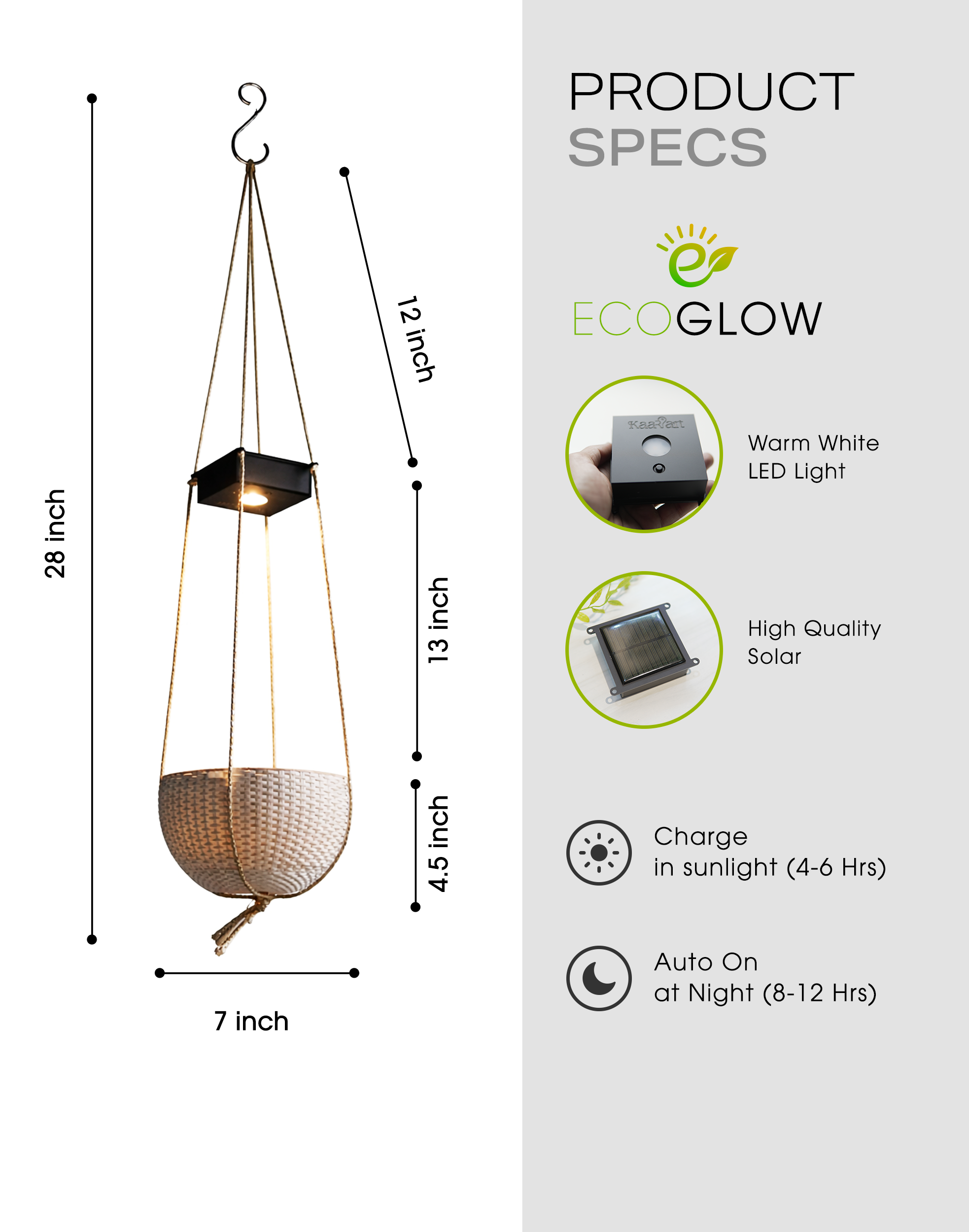 Ecoglow - Solar Planter with Auto On/Off – Effortless Night Lighting
