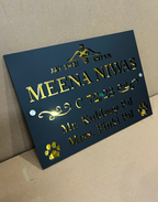 Elegant Matte Grey Personalized Name Plate with Gold Letters